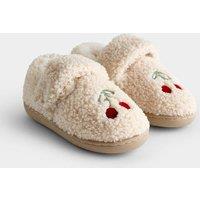 JoJo Maman Bb Kids Cherry Borg Lined Slippers Natural