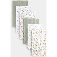 JoJo Maman Bb 6 Pack Cotton Muslin Squares Green Mix