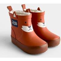 JoJo Maman Bb Kids Waterproof Fleece Lined Fox Wellies Orange