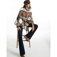 River Island Checked Belted Funnel Neck Coat Beige Mix
