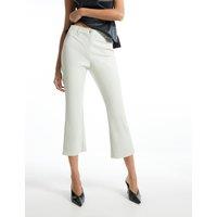 River Island Leather Look Flared Cropped Trousers Cream
