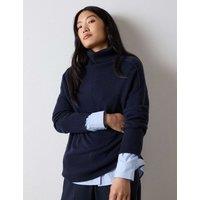 Whistles Pure Cashmere Roll Neck Jumper Dark Navy