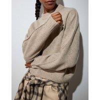 Whistles Pure Wool Textured Knitted Top Neutral