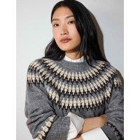 Whistles Wool Blend Fair Isle Jumper Grey Mix