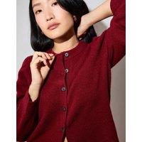 Whistles Wool Blend Puff Sleeve Mini Cardigan Dark Red