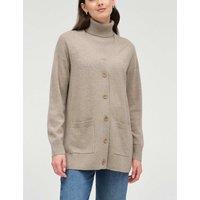 Chinti & Parker Wool Rich V-Neck Longline Cardigan Light Brown