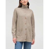 Chinti & Parker Wool Rich V-Neck Longline Cardigan Light Brown