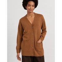 Chinti & Parker Wool Rich V-Neck Longline Cardigan Brown