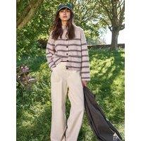White Stuff Tia Cord Zip Detail Wide Leg Trousers White