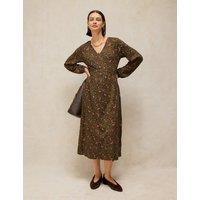 White Stuff Jersey Printed V Neck Midaxi Tea Dress Green