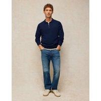 White Stuff Pure Wool Half Zip Long Sleeve Polo Shirt Dark Navy