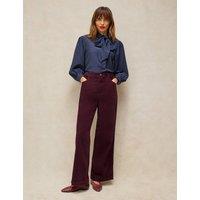 White Stuff Tia Cord Zip Detail Wide Leg Trousers Plum