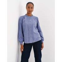 Finery London Cord Textured Pintuck Shirt Light Blue