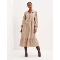 Finery London Cord Midi Shirt Dress Sand