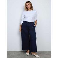 Live Unlimited London Curve Striped Drawstring Wide Leg Trousers Navy Mix
