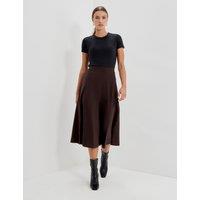 Finery London Jersey Midi A-Line Skirt Brown