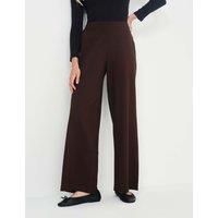 Finery London Jersey Elasticated Waist Wide Leg Trousers Brown