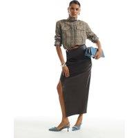 River Island Twist Side Midi Pencil Skirt Brown