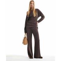 River Island Cosy Asymmetric Off The Shoulder Top Brown