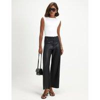 River Island Seam Detail Cropped Trousers Black