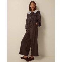 Monsoon Lace Polka Dot Collared Button Through Top Chocolate