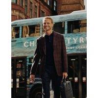 Charles Tyrwhitt Wool Blend Wax Jacket Burgundy Mix