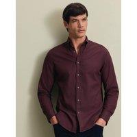 Charles Tyrwhitt Regular Fit Brushed Cotton Flannel Shirt Burgundy