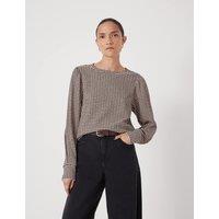 HUSH Emily Gingham Puff Sleeve Top Brown Mix