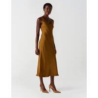 Ghost Satin V Neck Midaxi Cami Slip Dress Medium Green