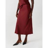 Ghost Satin Crepe Midi Slip Skirt Burgundy