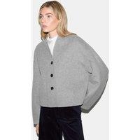 Jigsaw Pure Wool Double Faced Cropped Coat Grey