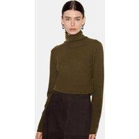 Jigsaw Pure Cashmere Polo Neck Slim Fit Jumper Khaki
