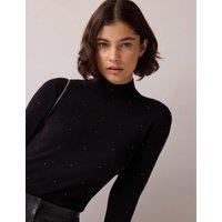 RO&ZO Embellished High Neck Slim Fit Jumper Blue Mix