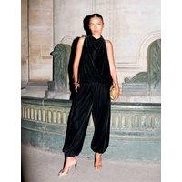 RO&ZO Velvet Elasticated Waist Balloon Trousers Black