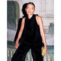 RO&ZO Velvet Cowl Neck Regular Fit Vest Black