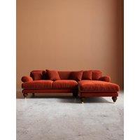 Swoon Willows Crushed Velvet Right Corner Sofa Dark Orange