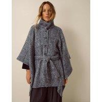 Monsoon Herringbone Poncho Grey Mix
