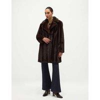 HOBBS Faux Fur Collared Textured Coat Black Mix