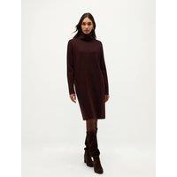 HOBBS Wool Blend Roll Neck Knee Length Knitted Dress Brown