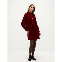 HOBBS Velvet Crew Neck Mini Shift Dress Dark Red