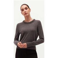 HOBBS Wool Cashmere Blend Embellished Cropped Jumper Grey