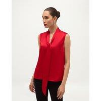 HOBBS Satin V Neck Sleeveless Top Red