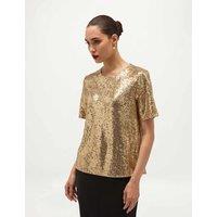HOBBS Sequin Sparkly Top Gold Mix