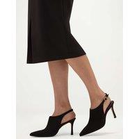 HOBBS Suede Stiletto Heel Pointed Slingback Sandals Black