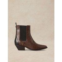White Stuff Janie Leather Western Ankle Boots Brown