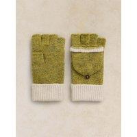 White Stuff Emma Knitted Flip Top Mittens Medium Green