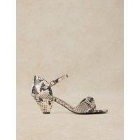 White Stuff Darla Leather Buckle Low Heel Sandals Natural Mix