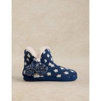 White Stuff Spot Knitted Slipper Boots Navy Mix