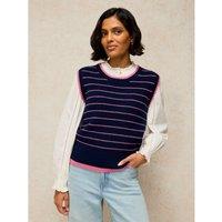 White Stuff Merino Wool Blend Knitted Vest Navy Mix