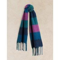 White Stuff Shelley Brushed Checked Scarf Navy Mix